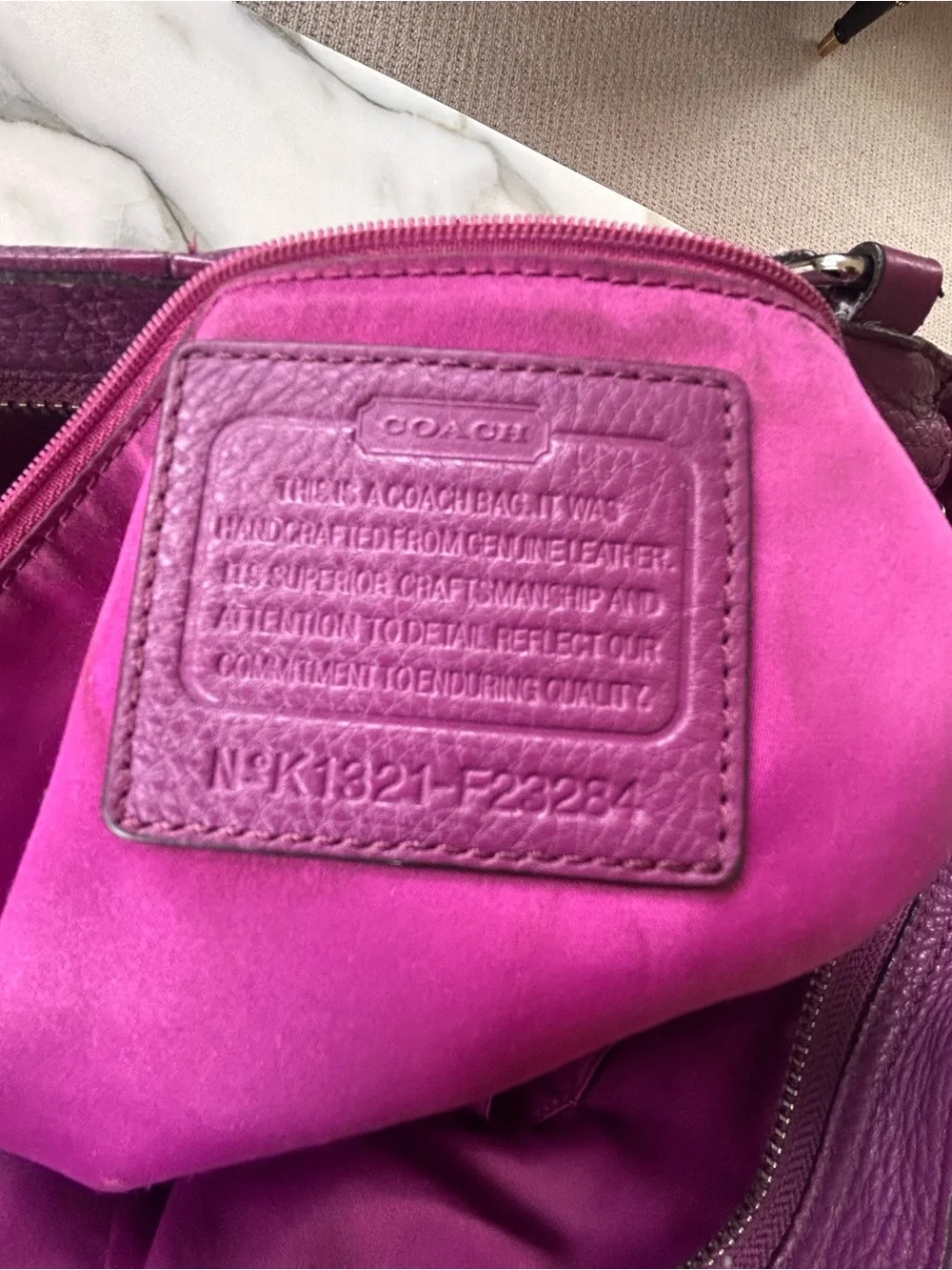Purple plum pebbled leather Coach Park Carrie Tote